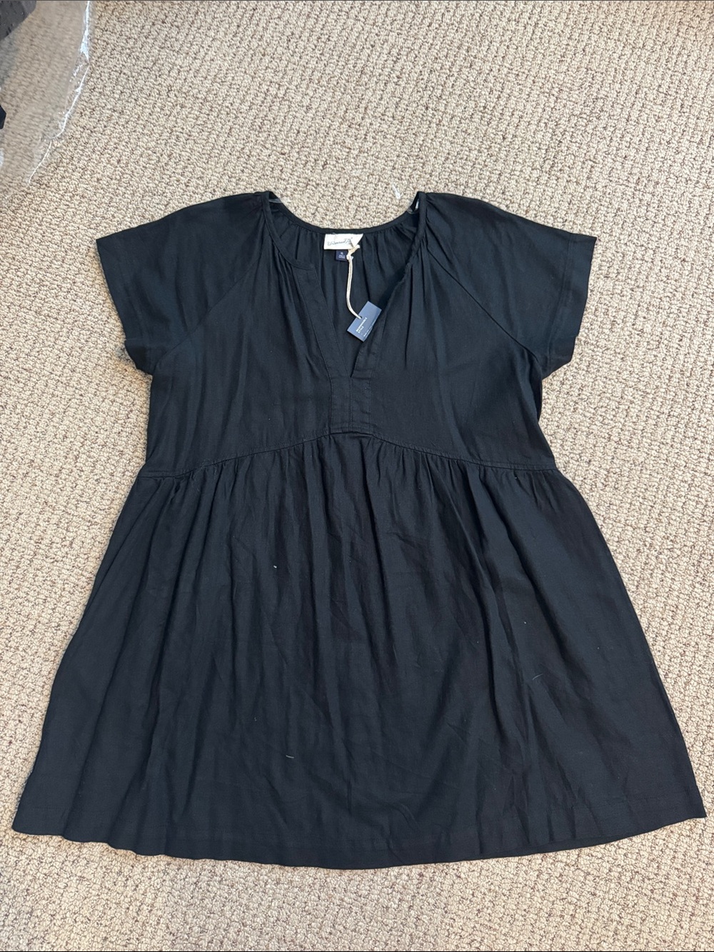 Black Short Sleeve Babydoll Dress